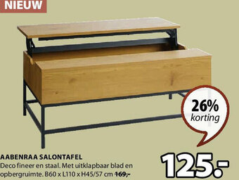 Jysk AABENRAA SALONTAFEL B60 x L110 x H45/57 cm aanbieding