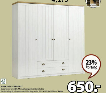 Jysk MARKSKEL KLEERKAST aanbieding