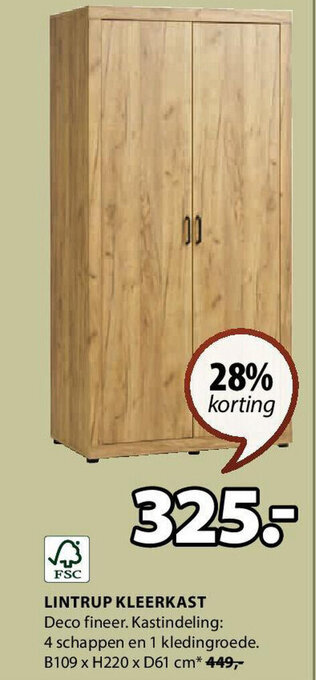 Jysk LINTRUP KLEERKAST aanbieding