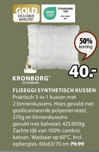 Jysk FLISEGGI SYNTHETISCH KUSSEN aanbieding