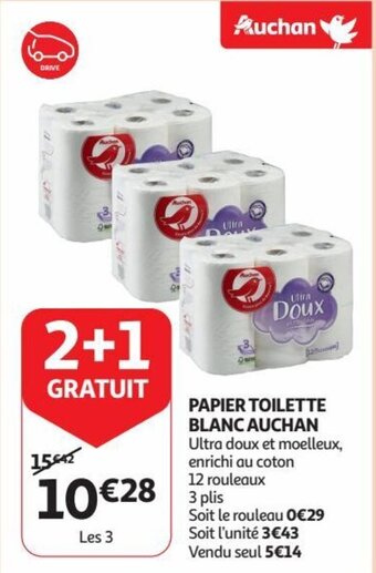 Auchan PAPIER TOILETTE BLANC aanbieding