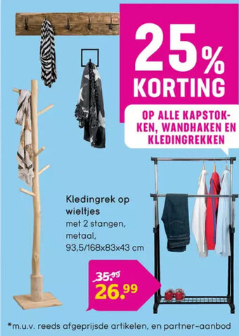 Leen Bakker Kledingrek op wieltjes aanbieding