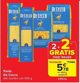 Carrefour Market Pasta De Cecco alle soorten van 500 g aanbieding
