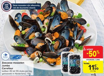 Carrefour Market Zeeuwse mosselen Jumbo Carrefour 2 x 1 kg aanbieding