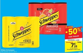 Carrefour Blikjes schweppes aanbieding