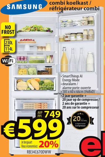 ElectroStock SAMSUNG combi koelkast / réfrigérateur combi aanbieding