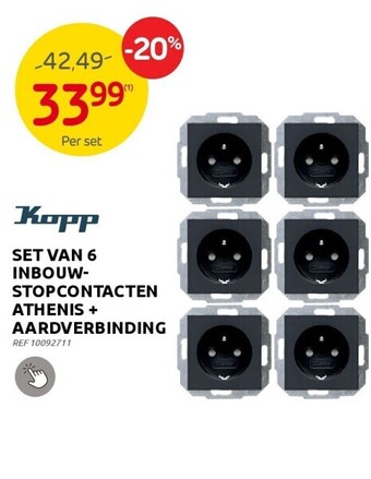 Brico Set van 6 inbouwstopcontacten athenis + aardverbinding aanbieding