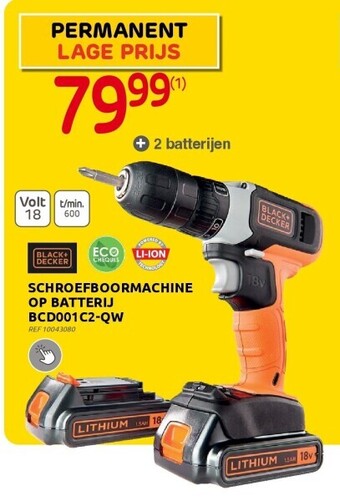 Brico Schroefboormachine op batterij bcd001c2-qw aanbieding