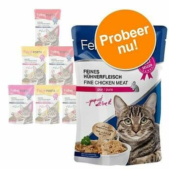 6x100g Feline Maaltijdzakjes Tonijn met Garnalen Porta 21 Kattenvoer