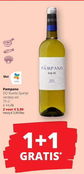 Spar Colruyt Pampano DO Rueda Spanje verdejo wit aanbieding