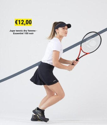 Decathlon Jupe tennis dry femme - Essentiel 100 noir aanbieding