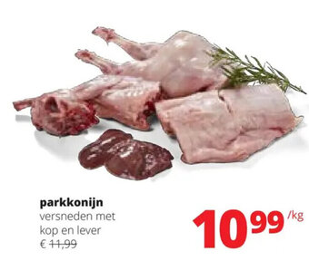 Parkkonijn versneden met kop en lever