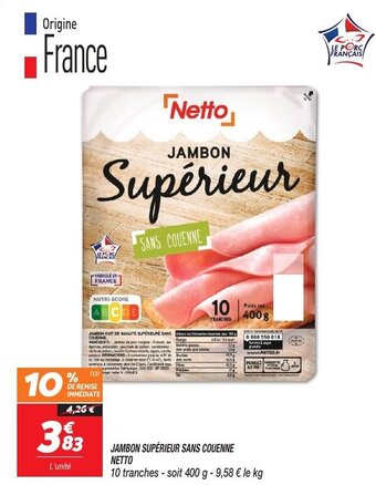 JAMBON SUPÉRIEUR SANS COUENNE