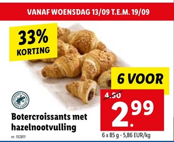 Lidl Botercroissants met hazelnootvulling aanbieding