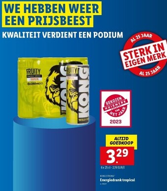 Lidl Energiedrank tropical aanbieding