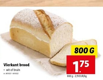 Lidl Vierkant brood 800 g aanbieding