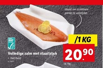 Lidl Volledige zalm met staartstuk aanbieding
