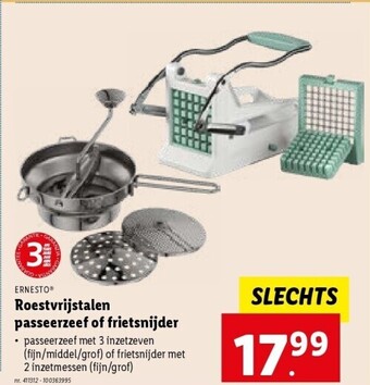 Roestvrijstalen passeerzeef of frietsnijder