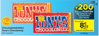 Carrefour Chocoladetabletten Tony's Chocolonely aanbieding
