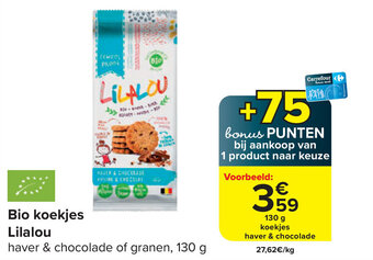 Carrefour Bio koekjes Lilalou 130 g aanbieding