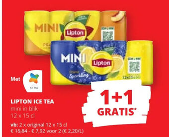 Spar Colruyt LIPTON ICE TEA mini in blik 12 x 15 cl aanbieding