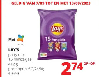 Spar Colruyt LAY'S party mix 15 minizakjes 412 g aanbieding