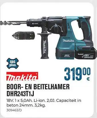 Meno Makita Boor- En Beitelhamer Dhr243t1j aanbieding
