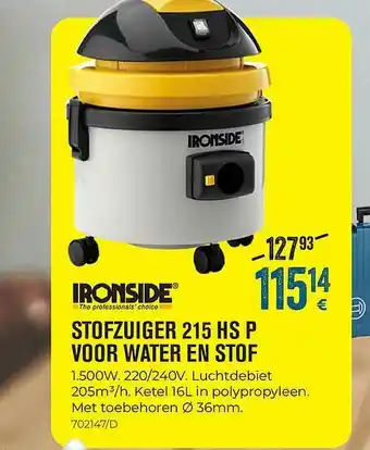 Meno Ironside Stofzuiger 215 Hs P Voor Water En Stof aanbieding