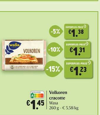 Delhaize Volkoren Cracotte Wasa aanbieding