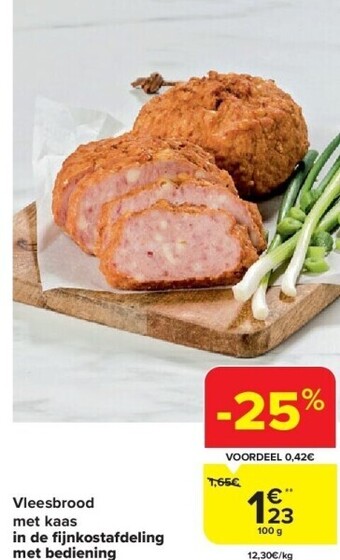 Carrefour Vleesbrood met kaas in de fi jnkostafdeling met bediening aanbieding