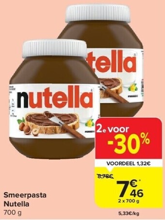 Carrefour Smeerpasta nutella aanbieding