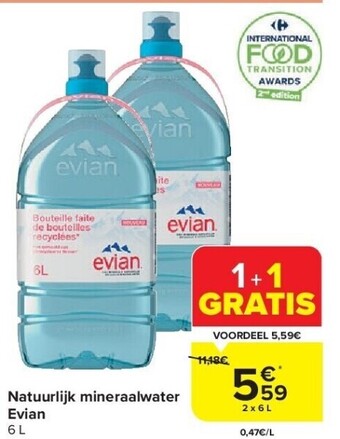 Carrefour Natuurlijk mineraalwater evian aanbieding