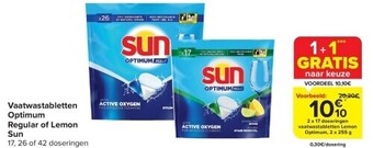 Carrefour Vaatwastabletten optimum regular of lemon sun aanbieding