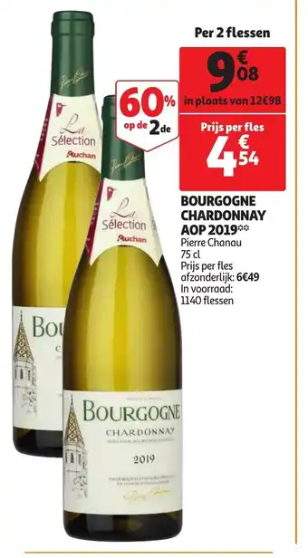 Auchan Bourgogne Chardonnay AOP 2019 aanbieding