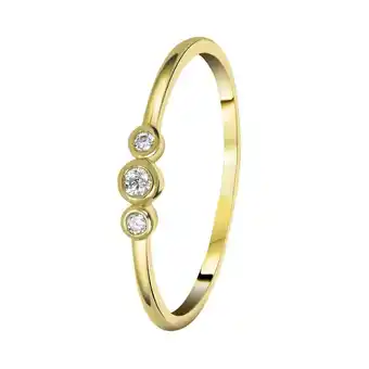 Bol.com Lucardi dames ring goldplated met zirkonia - ring - cadeau - echt zilver - goudkleurig aanbieding