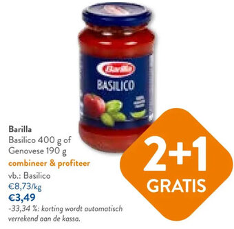 OKay Barilla Basilico 400 g of Genovese 190 g aanbieding