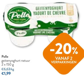 OKay Polle geitenyoghurt natuur 2 x 150 g aanbieding
