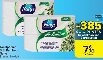 Carrefour Market Nalys Toiletpapier Soft Bamboo Nalys 3 lagen, 2 x 6 rollen aanbieding