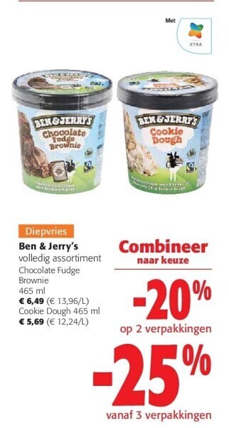 Colruyt Ben & jerry's volledig assortiment chocolate fudge brownie 465 ml aanbieding