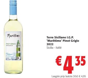 Colruyt Terre siciliane i.g.p. 'marittimo' pinot grigio 2022 aanbieding