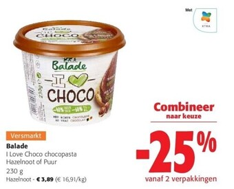 Colruyt Balade i love choco chocopasta hazelnoot of puur 230 g aanbieding