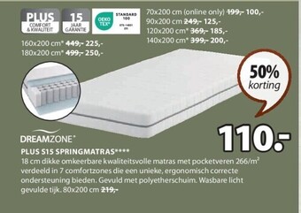 Jysk Plus s15 springmatras aanbieding