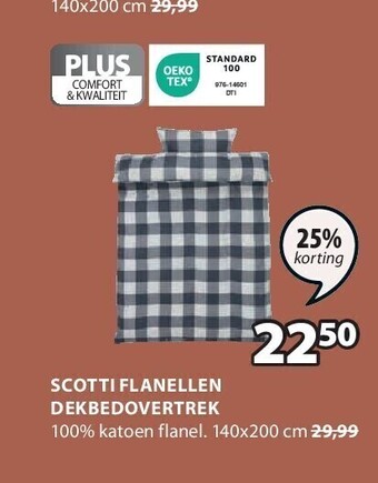 Jysk Scotti flanellen dekbedovertrek aanbieding
