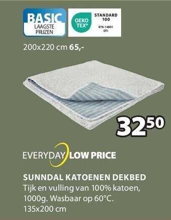 Jysk Sunndal katoenen dekbed aanbieding