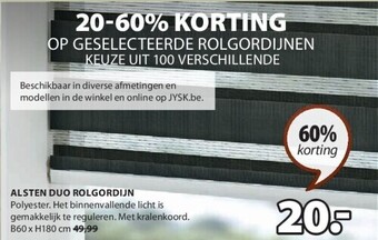 Jysk Alsten duo rolgordijn aanbieding