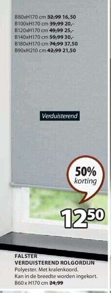 Jysk Falster verduisterend rolgordijn aanbieding