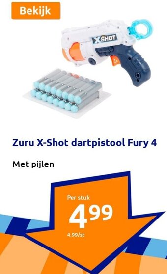 Action Zuru X-Shot dartpistool Fury 4 aanbieding