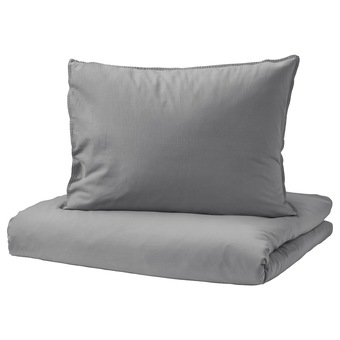 IKEA Ängslilja dekbedovertrek en kussensloop, grijs, 150x200/50x60 cm aanbieding
