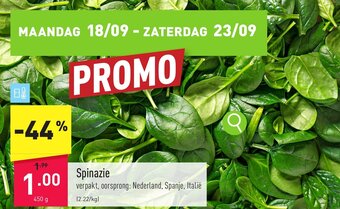 ALDI Spinazie 450 g aanbieding