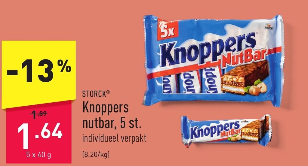 Knoppers nutbar promotie bij ALDI